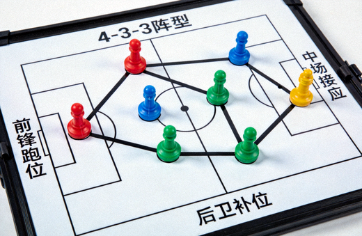 足球战术板上标注的阵型与跑位示意图